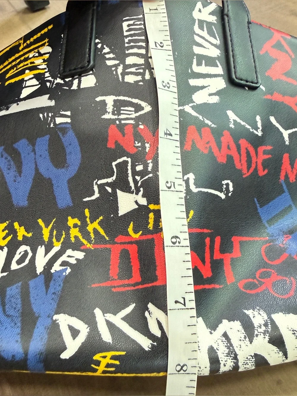 DKNY Graffiti Print Shoulder Bag Dual Handles New York Street Art Zip Crossbody